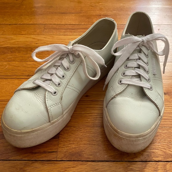superga white leather platform